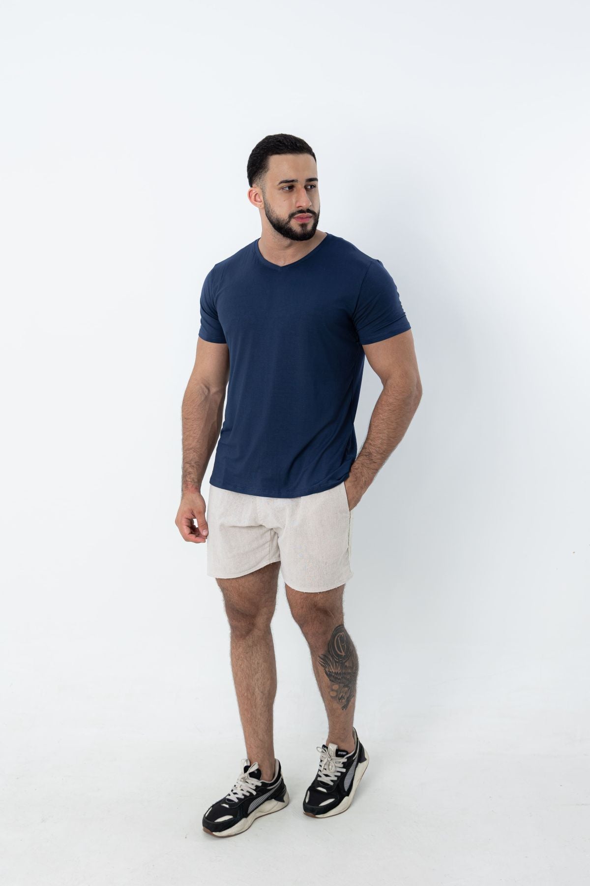 Camiseta Tech Modal Urban  - Gola V - Azul Marinho