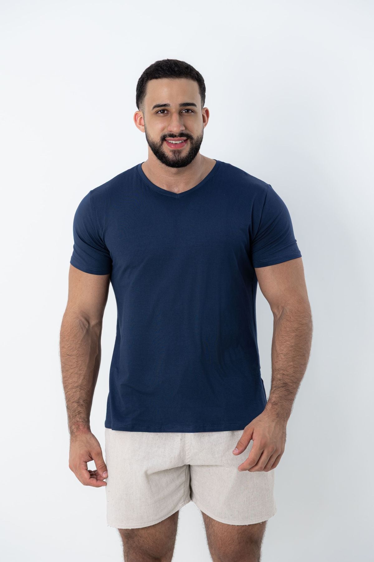 Camiseta Tech Modal Urban  - Gola V - Azul Marinho