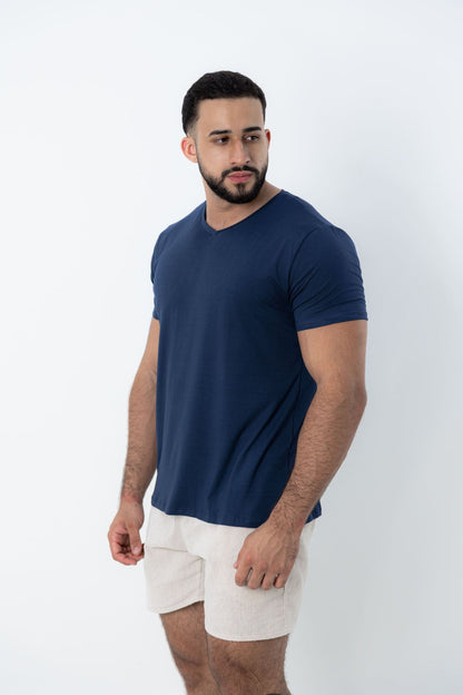 Camiseta Tech Modal Urban  - Gola V - Azul Marinho