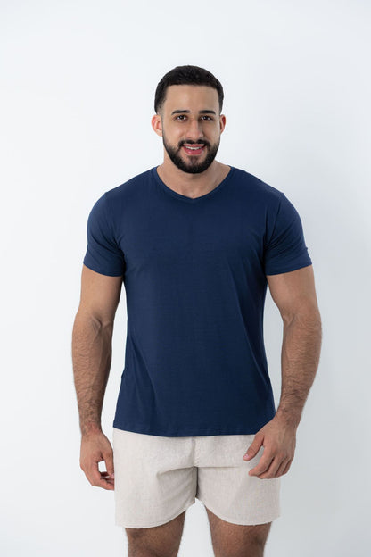 Camiseta Tech Modal Urban  - Gola V - Azul Marinho