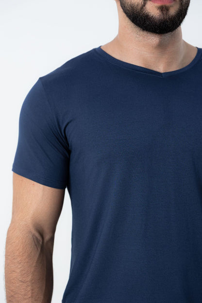 Camiseta Tech Modal Urban  - Gola V - Azul Marinho