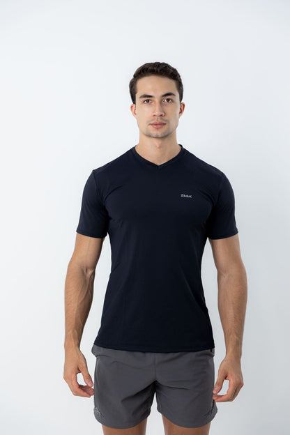 Camiseta Masculina Poliamida Tech Force - Gola V - Preto