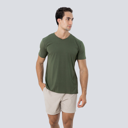 Camiseta Tech Modal - Gola V - Verde Militar