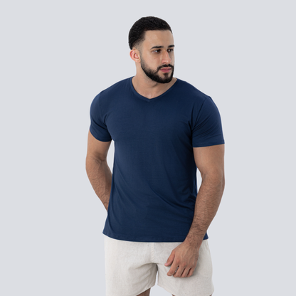 Camiseta Tech Modal - Gola V - Azul Marinho