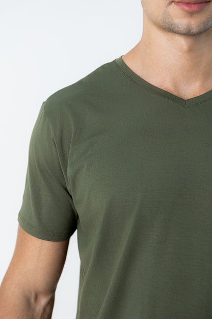 Camiseta Tech Urban Modal - Gola V - Verde Militar