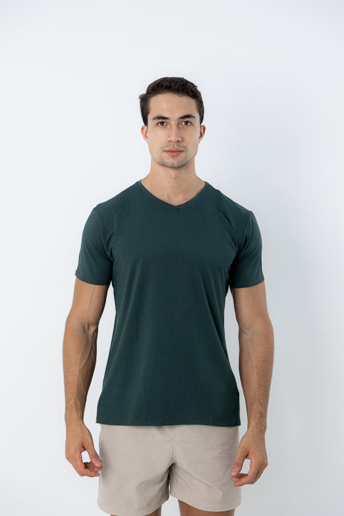 Camiseta Tech Urban Modal - Gola V - Verde Escuro