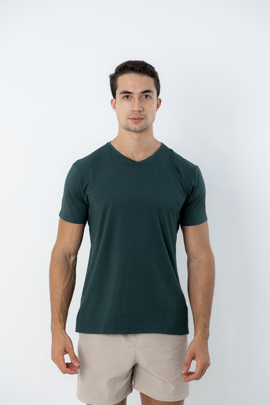 Camiseta Tech Urban Modal - Gola V - Verde Escuro