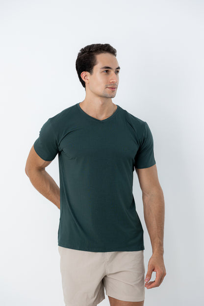 Camiseta Tech Urban Modal - Gola V - Verde Escuro