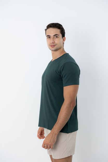 Camiseta Tech Urban Modal - Gola V - Verde Escuro