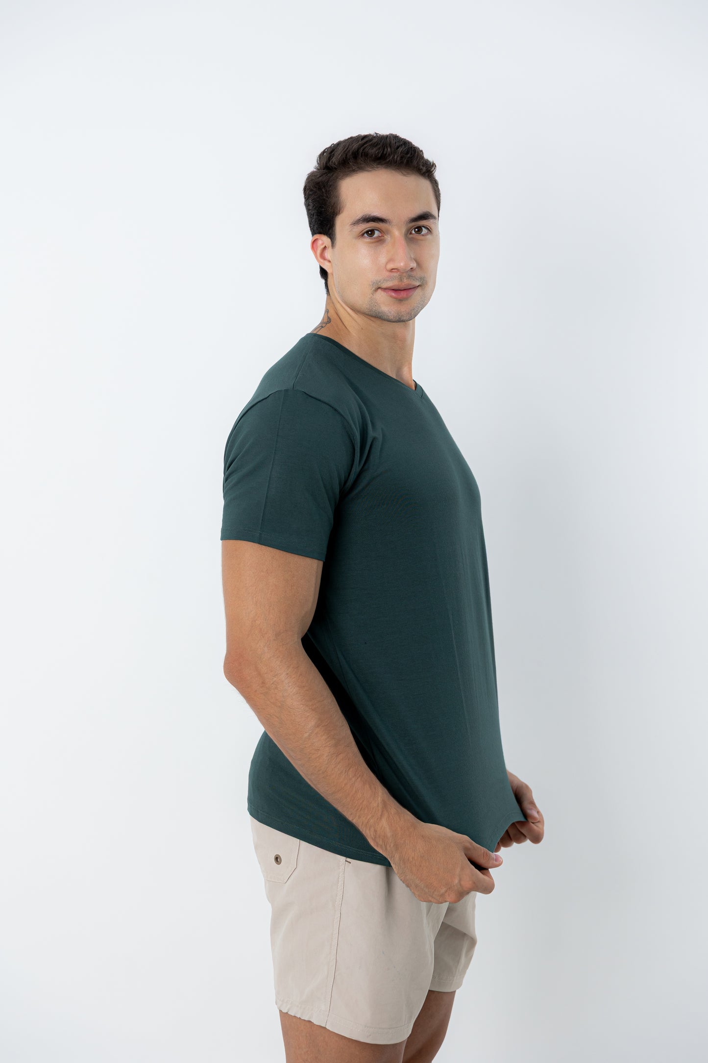 Camiseta Tech Urban Modal - Gola V - Verde Escuro