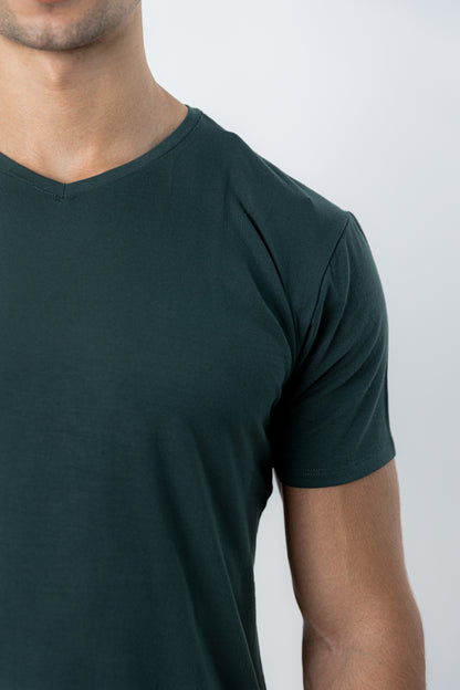 Camiseta Tech Urban Modal - Gola V - Verde Escuro