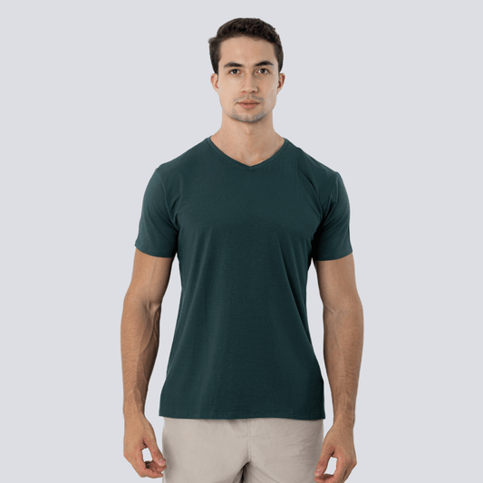 Camiseta Tech Modal - Gola V - Verde Escuro